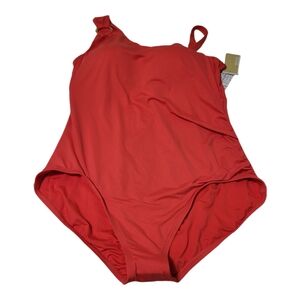 One Shoulder One Piece MK Bathsuit Woman Swimwear Sea Coral